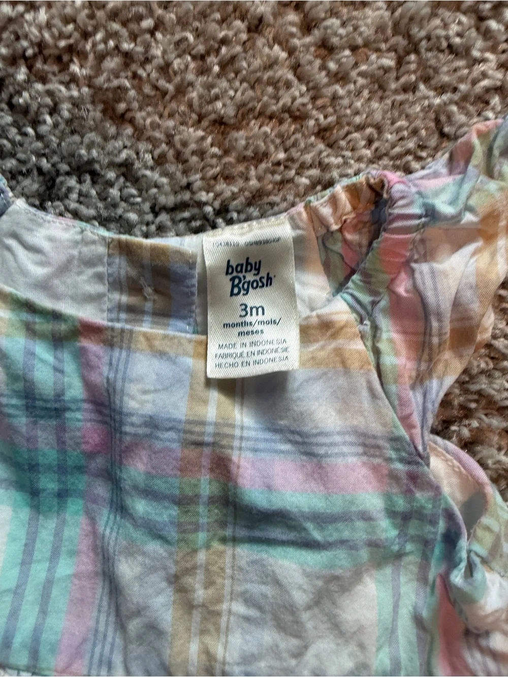 OshKosh B'gosh Pastel Plaid Ruffle Sundress - Pink, Blue, Yellow